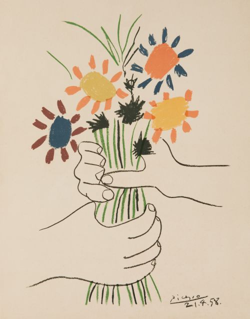 PABLO RUIZ PICASSO (DESPUES), “Ramo de flores”, Litografía