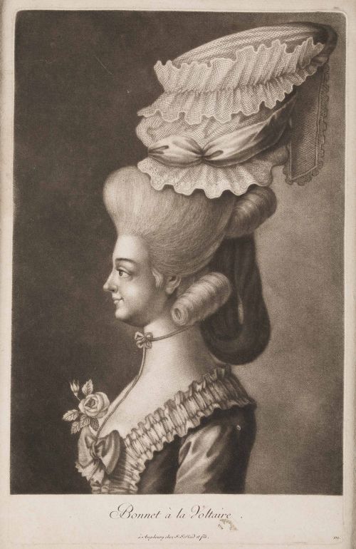 JOHANN JAKOB HAID, "Bonnet à la Voltaire", Mezzotinta sobre