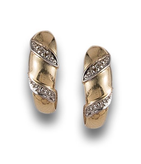 PENDIENTES MEDIAS CRIOLLAS DE ORO AMARILLO Y BLANCO