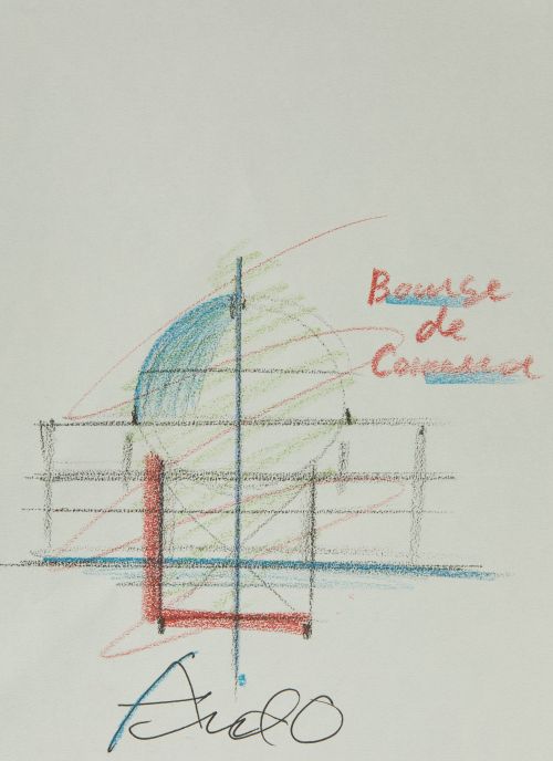 TADAO ANDO, "Bourse de Commerce", Técnica mixta sobre papel