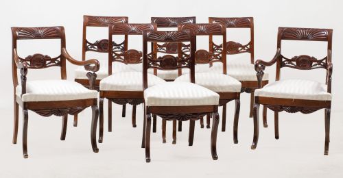 Seis sillas y dos butacas William IV, Inglaterra, pps.S.XX