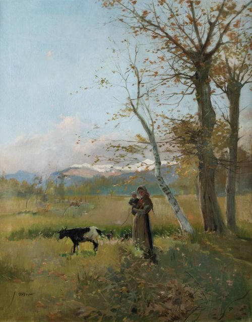 JOAQUÍN MIR TRINXET, "Paitsatge olotí", Óleo sobre lienzo.