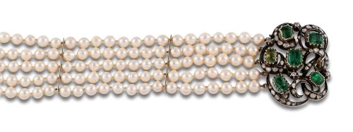 BRAZALETE DE PERLAS CULTIVADAS CON CIERRE DE ORO Y PLATA CO