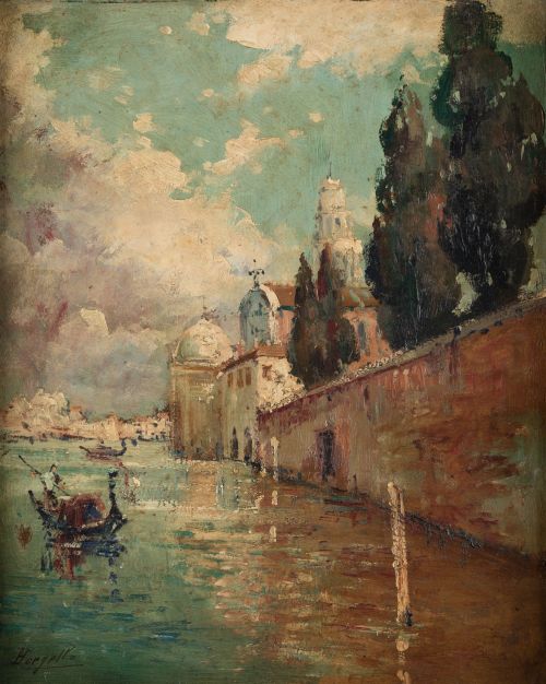 ESCUELA ITALIANA , "Punete Rialto y el Gran canal", Pareja