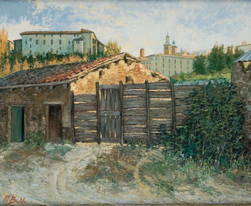 PEDRO MARTIN BALDA BASARTE, "Paisaje con Silo y edificios",