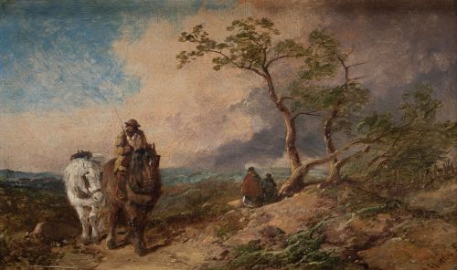 JAMES HARDY II, "Pareja de paisajes con animales y personaj