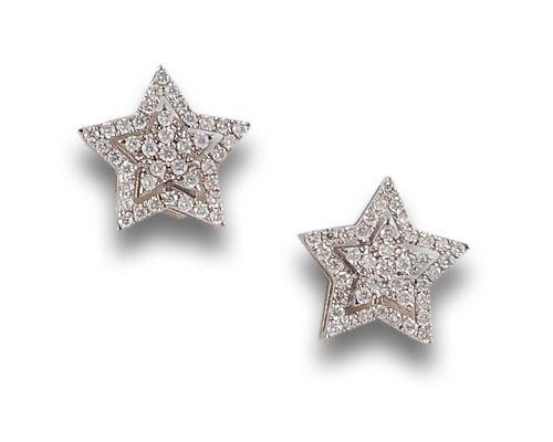 PENDIENTES ESTRELLAS DE DIAMANTES, EN ORO BLANCO