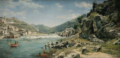 RICARDO ARREDONDO CALMACHE, "El Tajo por Toledo", Óleo sobr