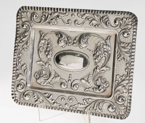 Bandeja rectangular de plata española ley 916, Hermanos Pér