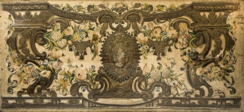 Altar cloth embroidered in silk with silver and silk thread