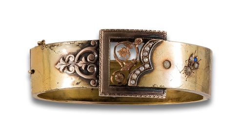 PULSERA S. XIX EN ORO Y PERLITAS