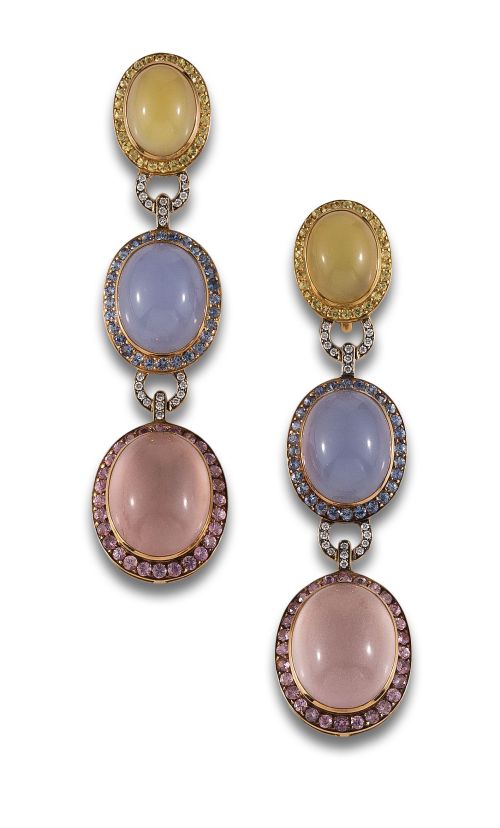 GARGANTILLA Y PENDIENTES ZORAB EN ORO CON CABUJONES DE CUAR