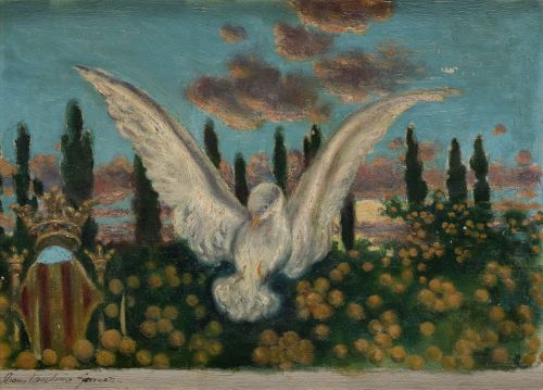 CONSTANTINO GOMEZ SALVADOR, "Alegoría", Óleo sobre tabla.