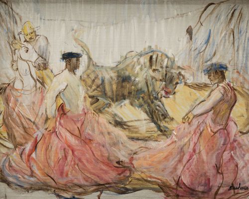 BUSHMAN , "Escena taurina", Óleo sobre lienzo