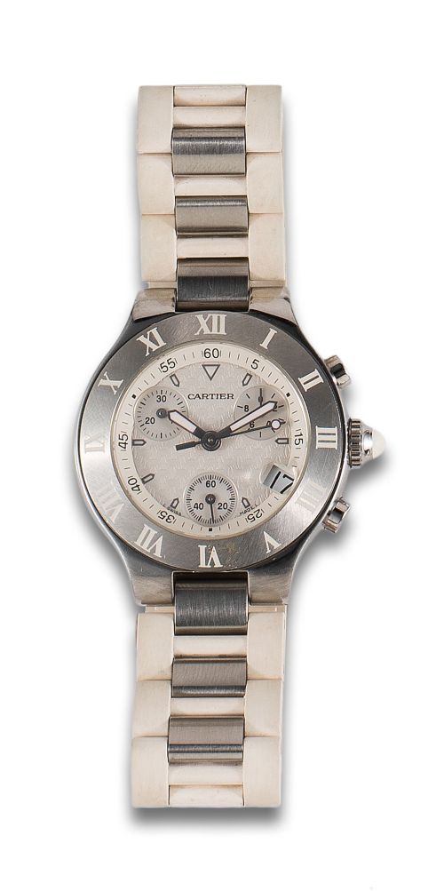 RELOJ DE PULSERA CARTIER CHRONOGRAPH EN ACERO Y CAUCHO