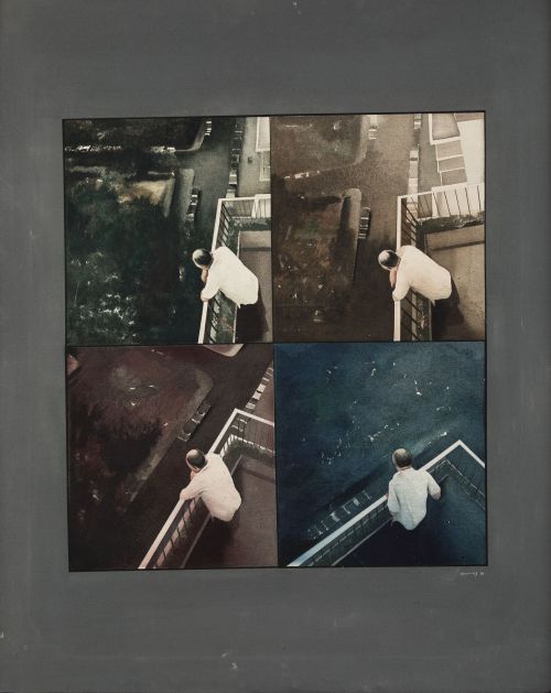 JUAN GENOVÉS CANDEL, "El Cruce", 1981, Acrílico sobre lienz