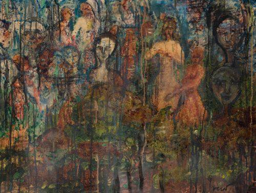 ALBERTO GRECO, "Sin título", Técnica mixta y collage sobre