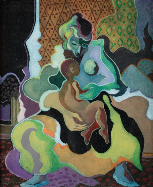 FEDERICO DE ECHEVARRIA, "Maternidad", Óleo sobre lienzo