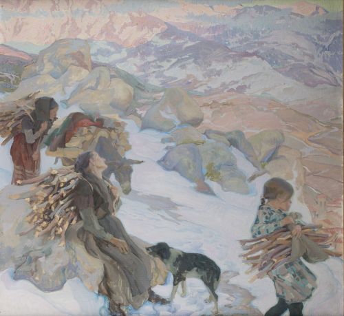 FRANCISCO PONS ARNAU, "Pobre gente", 1928, Óleo sobre lienz