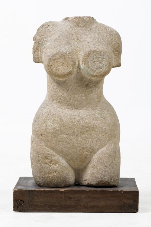 "Female Torso" limestone sculpture attributed to Jose Moro