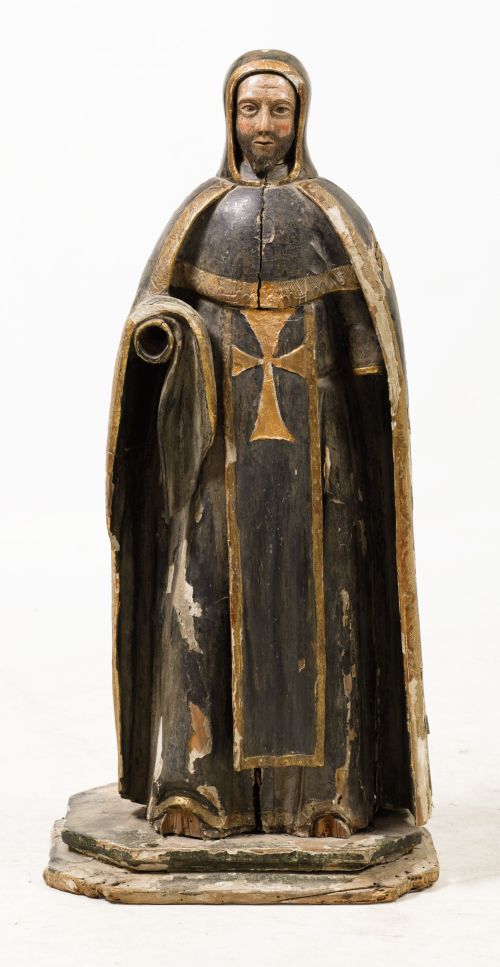 ESCUELA ESPAÑOLA, "San Antonio Abad", Escultura de madera t