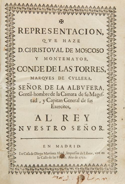 "Representación que haze D. Christoval de Moscoso y Montema