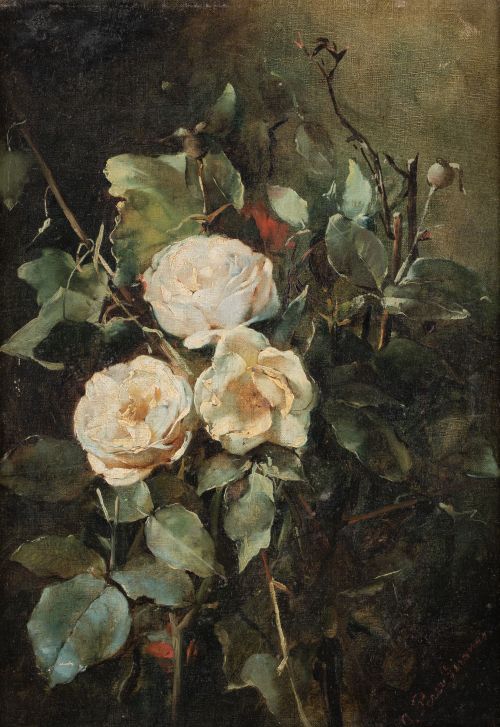 JOSE PEREZ GIRONES, "Rosas", Óleo sobre lienzo