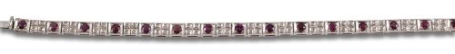 PULSERA EN ORO BLANCO DE 9 KT. CON DIAMANTES Y RUBÍES