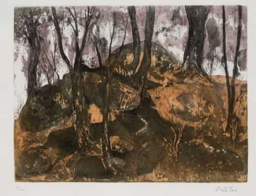 LUIS GARCÍA OCHOA, "Bosque", Aguafuerte y aguatinta sobre p