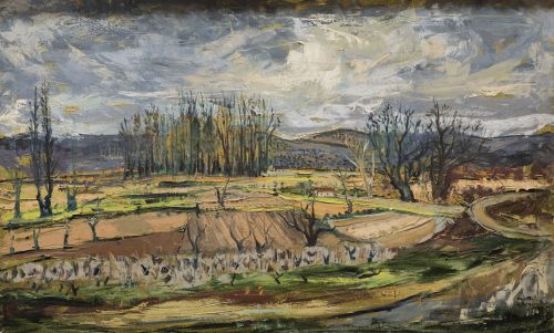 AGUSTÍN HERNÁNDEZ SANZ, "Paisaje", 1959, Óleo sobre lienzo