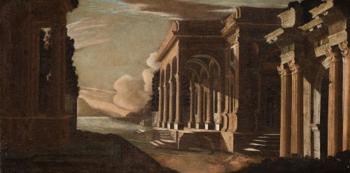 SEGUIDOR DE VIVIANO CODAZZI, "Capricho arquitectónico", Óle