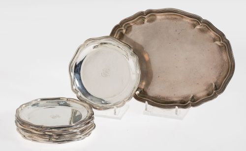 Bandejita oval de plata ingletada, ley 830, S. XX