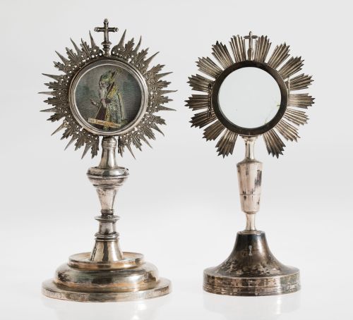 Lote de plata custodia y relicario