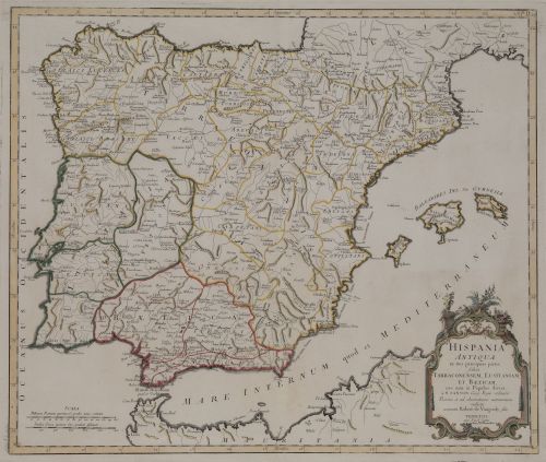 DIDIER ROBERT DE VAUGONDY, "Mapa de Hispania, siglo I", G