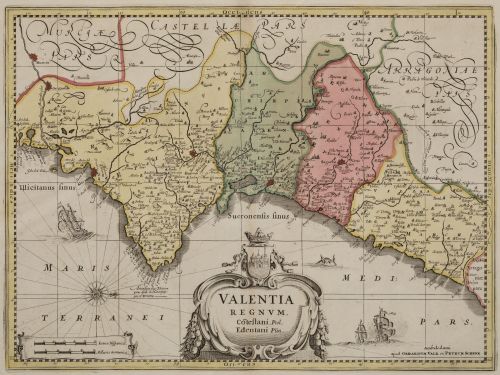 JODOCUS HONDIUS, "Mapa Valentia Regnum", ca. 1705, Grabado