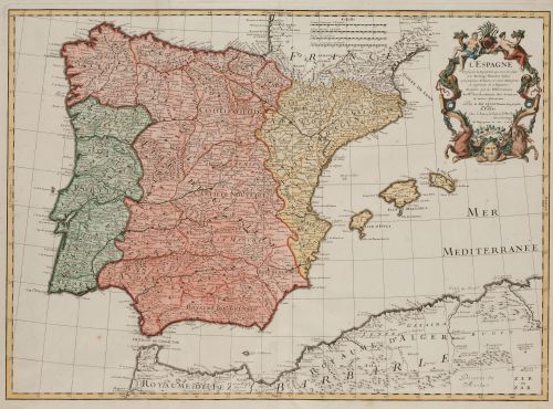 GUILLAUME DE L´ISLE, "Mapa de los Reinos de España y Portug