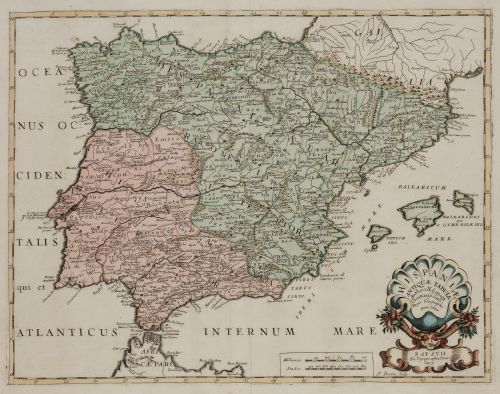 NICOLAS  SANSON, "Mapa de Hispania", 1694, Grabado al cobre