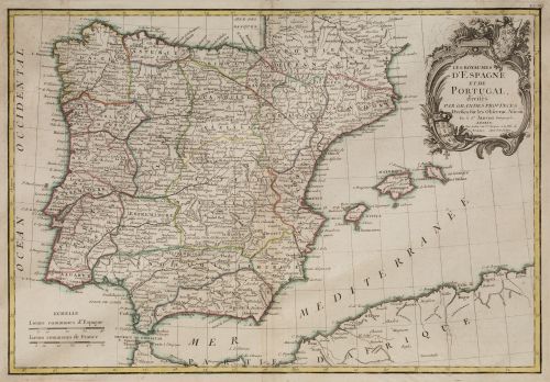 JEAN JANVIER, "Mapa de España y Portugal", Grabado al cobre