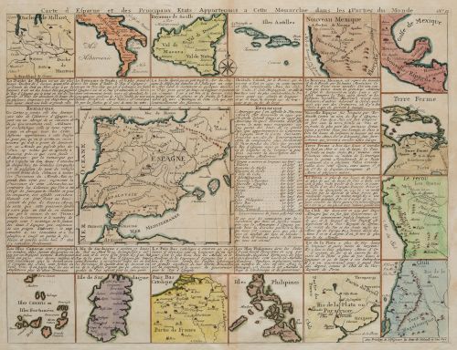 HENRI ABRAHAM  CHATELAIN, "Mapas de España y de los catorce