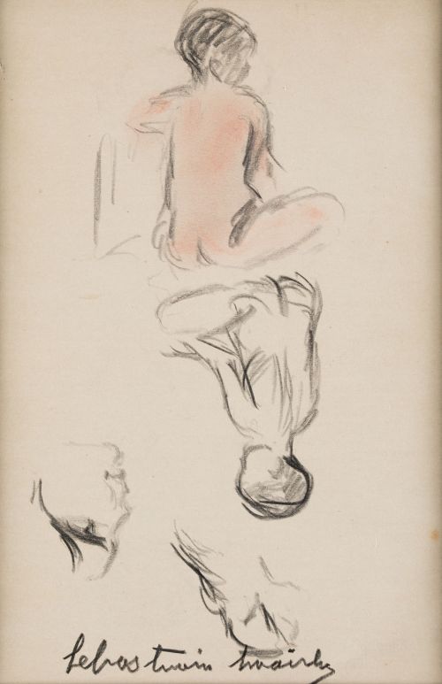 SEBASTIAN MIRANDA, "Boceto", Lapiz graso y sanguina sobre p