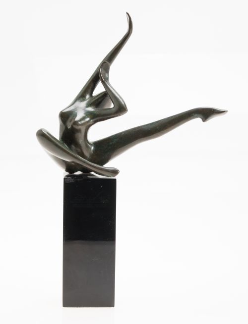 BERNARD RIVES, "Bailarina", Escultura de bronce patinado so