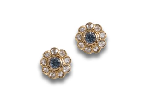 PENDIENTES EN ORO CON TOPACIO Y DIAMANTES