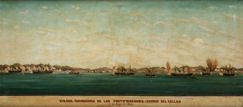 SPANISH SCHOOL (19TH CENTURY) "Attack and bombardment of th