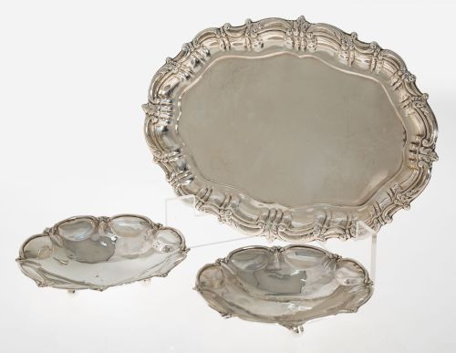 Pareja de centros de mesa de plata española, ley 916, S. XX