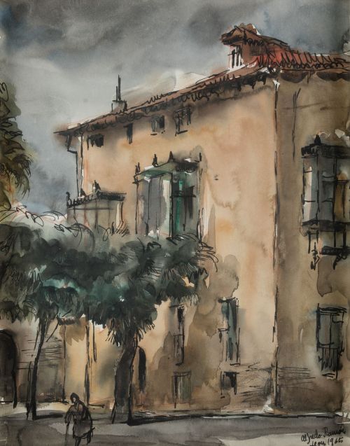 ALFREDO RAMON, El Corral de Villa pérez, León, 1965, Acuarela sobre papel