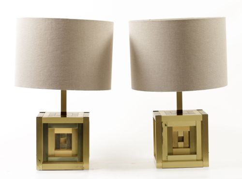 Pair of table lamps designed by Willy Rizzo, Lumica, 20th c