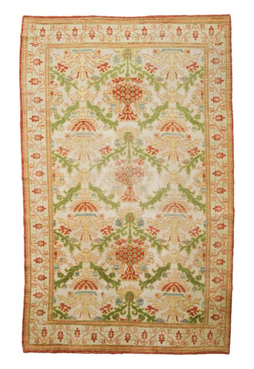 Alfombra española de lana anudada a mano, tipo Cuenca, Fund