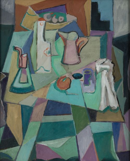 ATRIBUIDO A HANS KOFFER, "Mesa", Óleo sobre cartón