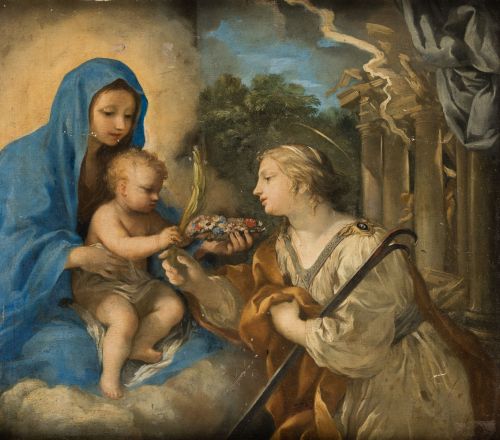 SEGUIDOR DE PIETRO DA CORTONA, "Aparición de la Virgen con
