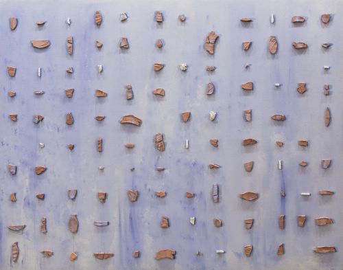 CARMEN CALVO, "Muro", 1991, Técnica mixta y barro cocido so